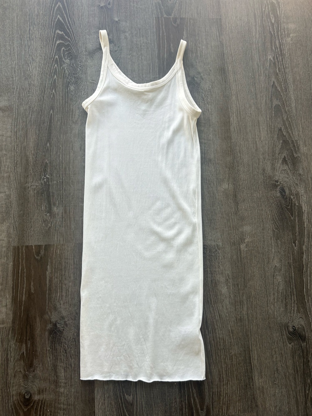 H&M White Ribbed Midi Tank Dress